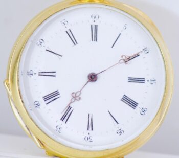 Antique French Gilt Silver Pocket Watch Memento Mori Skull and Bones c1850's