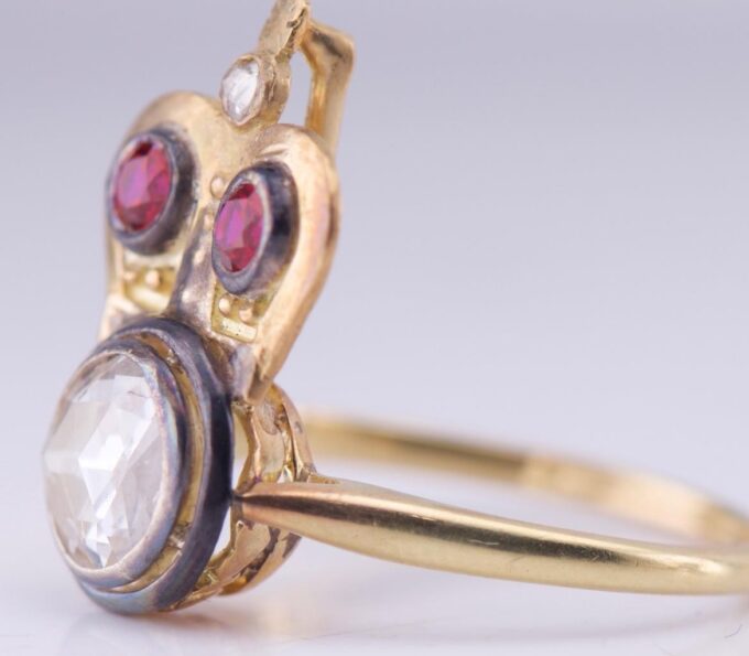 Antique Imperial Faberge Royal Award Crown Ring 18k Gold c1880's Boxed Tsar Era