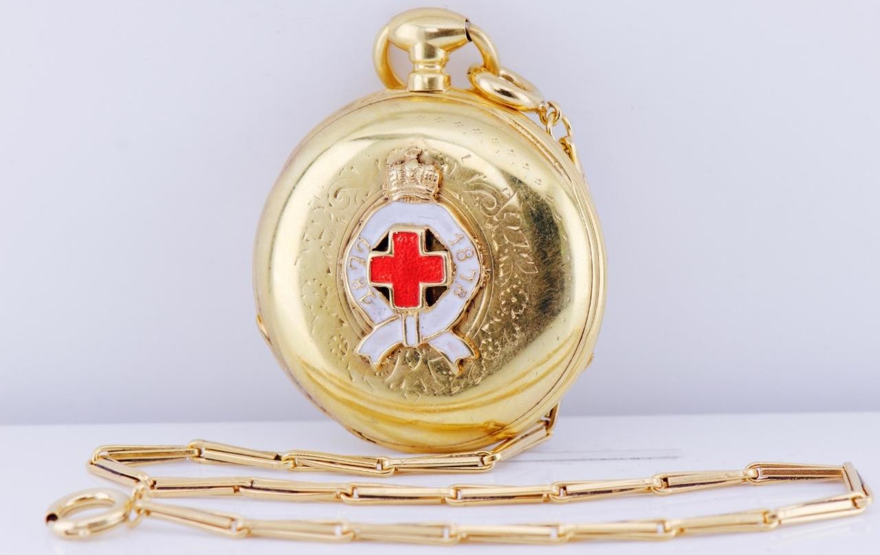 Imperial Tsar's Era Army Doctor's Award Gilt Silver Enamel Pocket Watch c 1877
