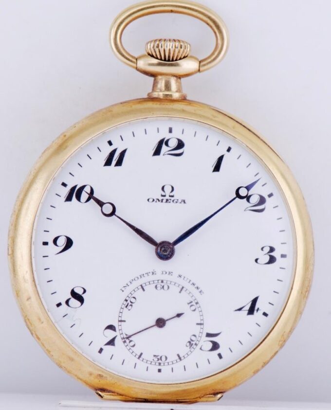 Antique Award Omega Pocket Watch 18k Gold Enamel Portrait of King George V c1920