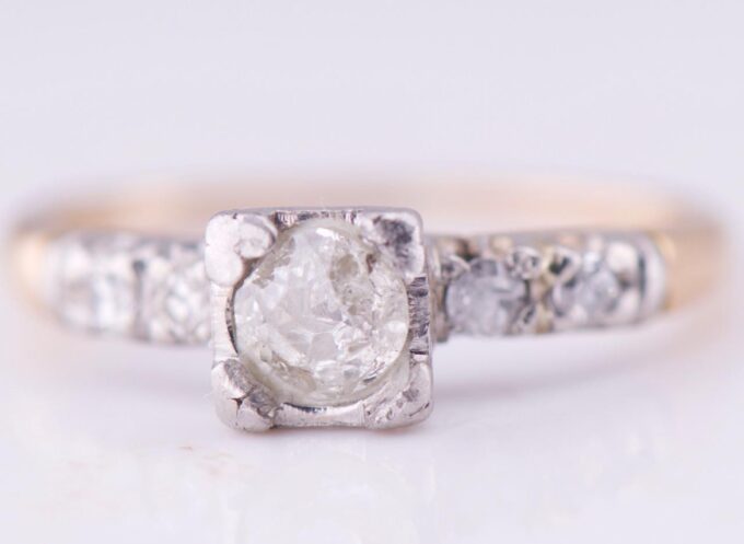 Antique 14k Gold 0.45ct Diamond Ladies Engagement Ring Size 5.25