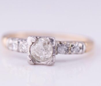 Antique 14k Gold 0.45ct Diamond Ladies Engagement Ring Size 5.25