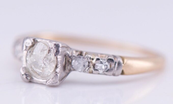 Antique 14k Gold 0.45ct Diamond Ladies Engagement Ring Size 5.25