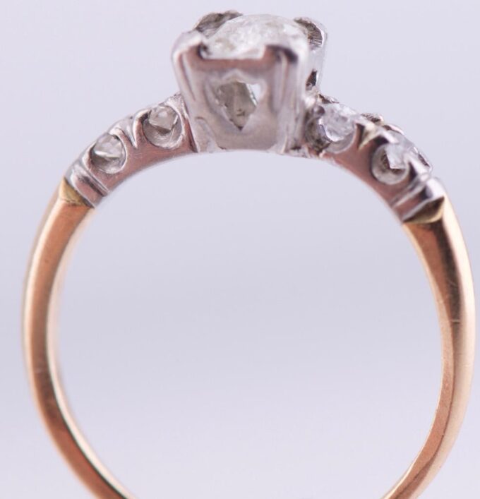 Antique 14k Gold 0.45ct Diamond Ladies Engagement Ring Size 5.25