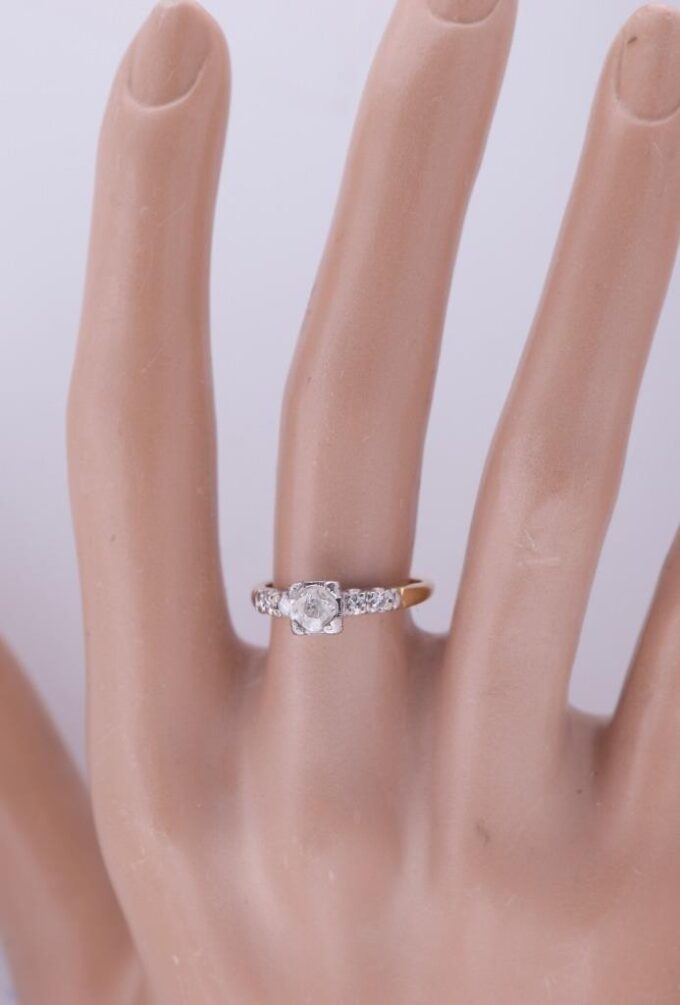 Antique 14k Gold 0.45ct Diamond Ladies Engagement Ring Size 5.25