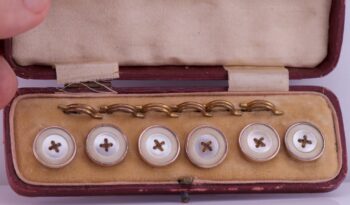 Antique 19th Century Mens Shirt Buttons in Original Luxury Box c1880s