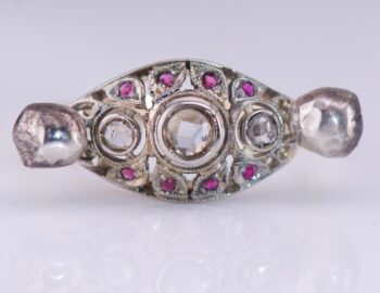 Antique Victorian Memento Mori Skull Ring Silver-Topped 18K Gold Rose Diamond