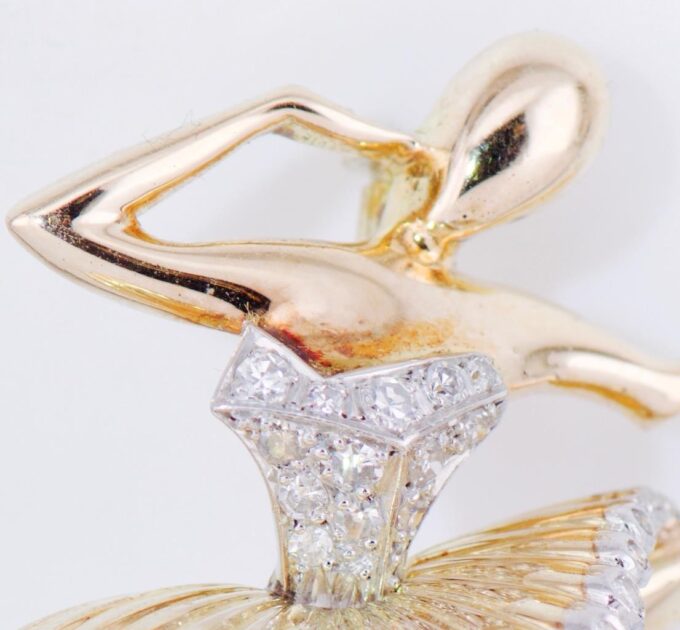 Antique Art-Deco French Ballerina Brooch Boucheron Paris 18k Gold 1ct Diamond