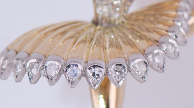Antique Art-Deco French Ballerina Brooch Boucheron Paris 18k Gold 1ct Diamond