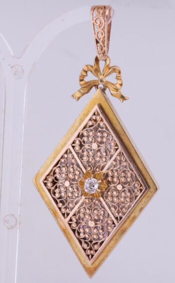 Antique Imperial Faberge Locket Pendant 14k Gold-Portrait of Empress Maria c1880