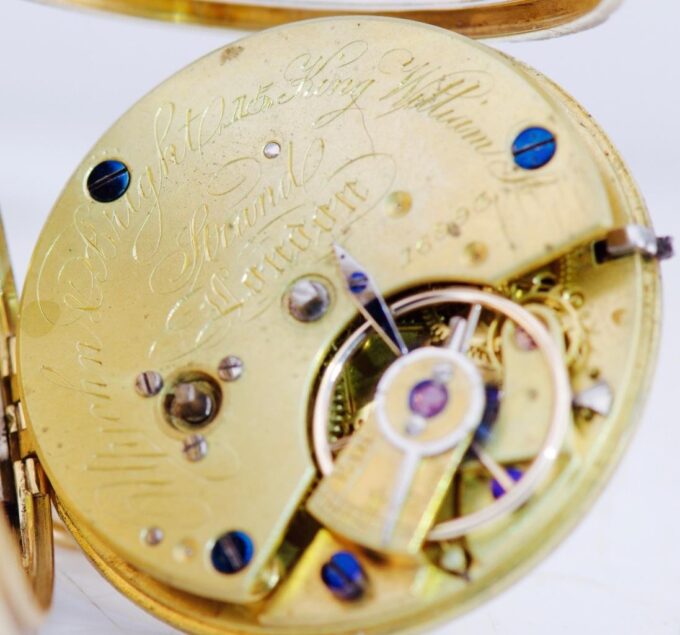 Antique Chinese Qing Dynasty Enamel 18k Gold Pocket Watch and Stand-Empress CiXi