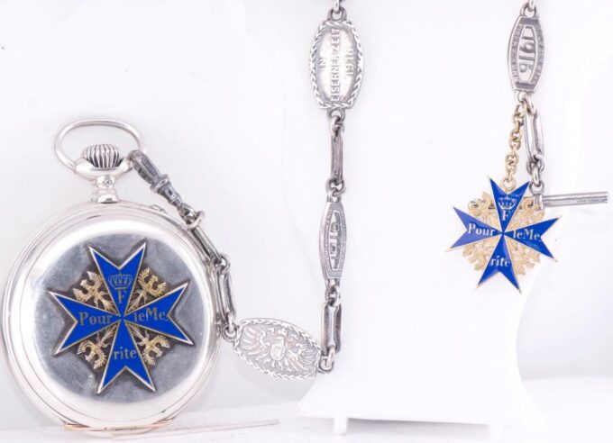Antique A.Lange Chronometer Pocket Watch Silver Enamel WWI German Pilot's c1918