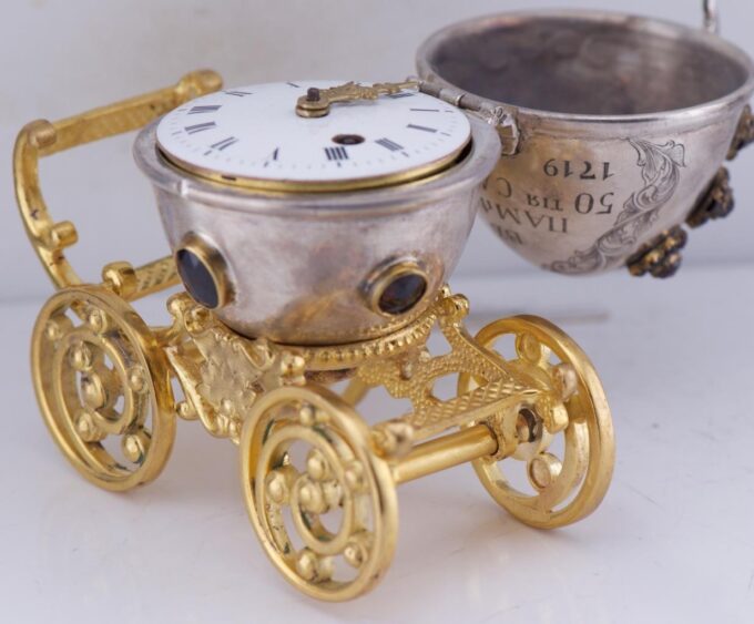 Antique Imperial Easter Egg Coach Clock Verge Fusee for Empress Catherine II
