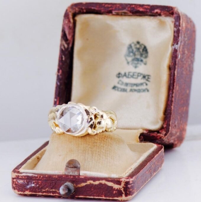 Antique Faberge Belle Epoque Ring Empire Era Hand Pierced Ornate 18k Gold