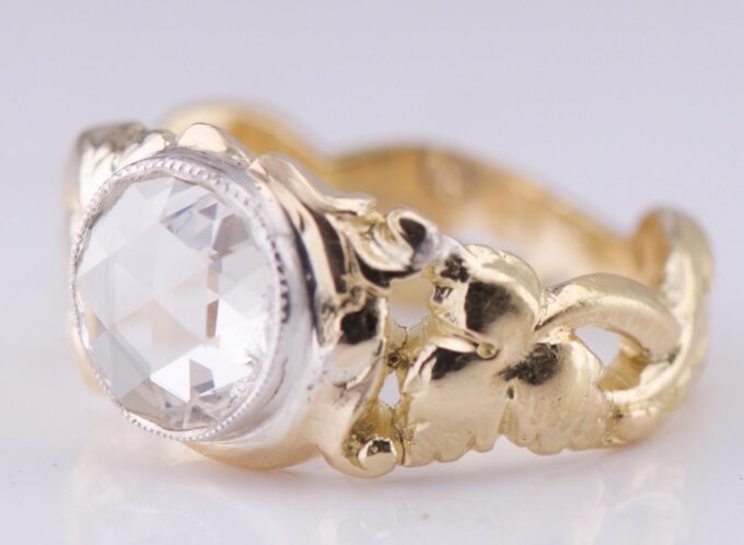 Antique Faberge Belle Epoque Ring Empire Era Hand Pierced Ornate 18k Gold