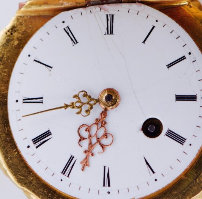 Antique French Verge Fusee Pocket Watch Gilt Bronze Ormolu Walnut Shape c1790s