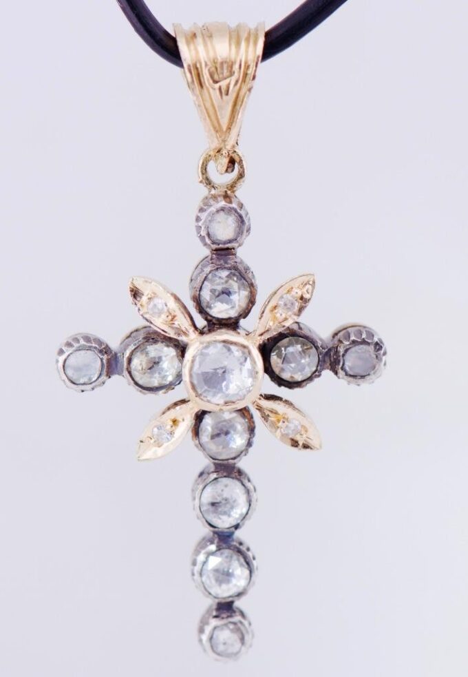 Antique Imperial Faberge Cross Pendant Fob 18k Gold c1890's Tsar Era