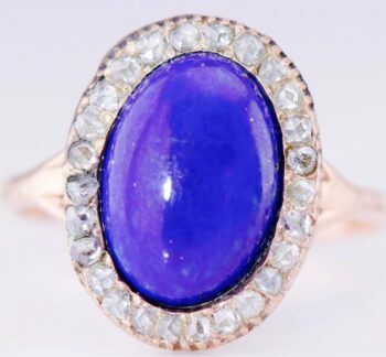 Antique Imperial Faberge Ladies Ring 14k Gold Lapis-Lazuli c1880's Tsar Era