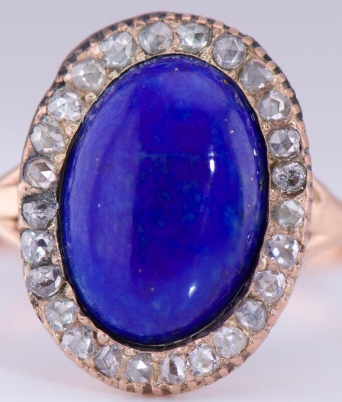 Antique Imperial Faberge Ladies Ring 14k Gold Lapis-Lazuli c1880's Tsar Era