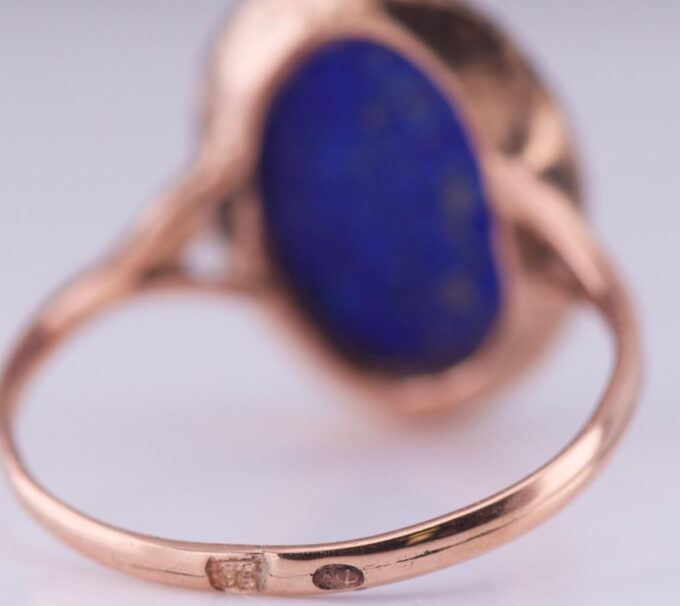 Antique Imperial Faberge Ladies Ring 14k Gold Lapis-Lazuli c1880's Tsar Era