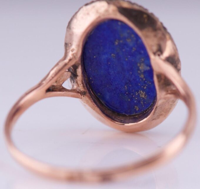 Antique Imperial Faberge Ladies Ring 14k Gold Lapis-Lazuli c1880's Tsar Era