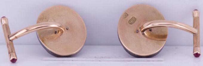 Antique Faberge Royal Cufflinks 14k Gold Enamel Award by Tsar Nicholas II c1896