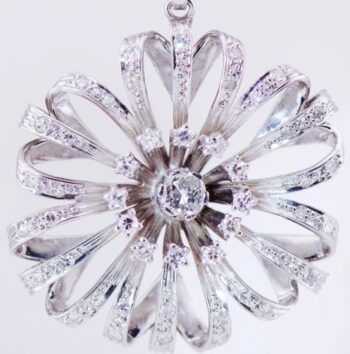 Antique Art-Deco Raymond Yard Flower Pendant Platinum 1.5ct Diamond c1930's