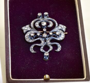 Antique Imperial Faberge Garland Style Brooch 18k Gold c1890's Boxed Tsar Era
