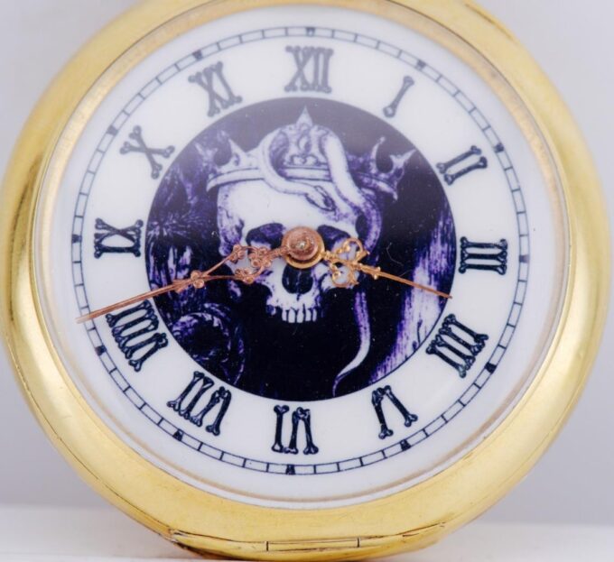 Antique 19th Century Victorian Memento Mori Pocket Watch Skull Ouroboros Snake