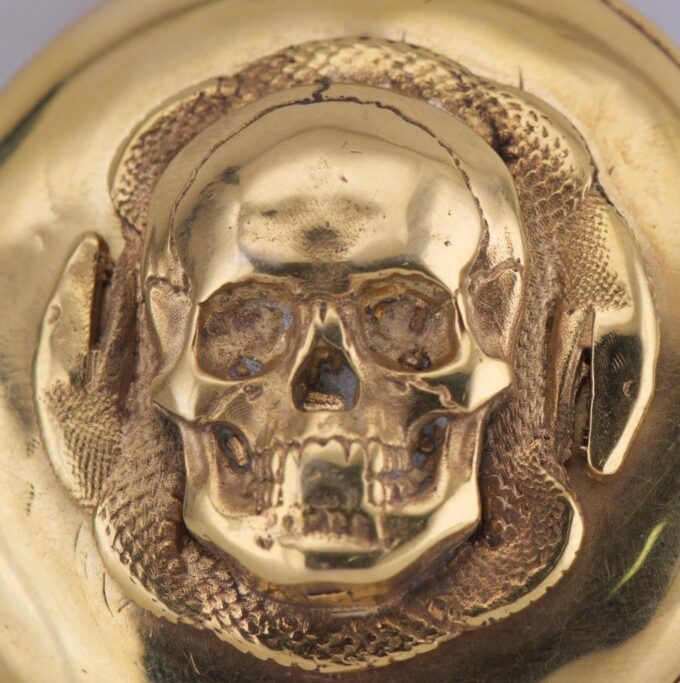Antique 19th Century Victorian Memento Mori Pocket Watch Skull Ouroboros Snake