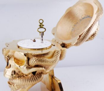 Antique French Verge Fusee Skull Desk Clock Memento Mori c1802 Brunel a Paris