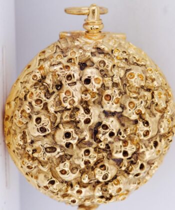 Antique French Occultist Verge Fusee Pocket Watch Memento Mori Skulls Gilt Case