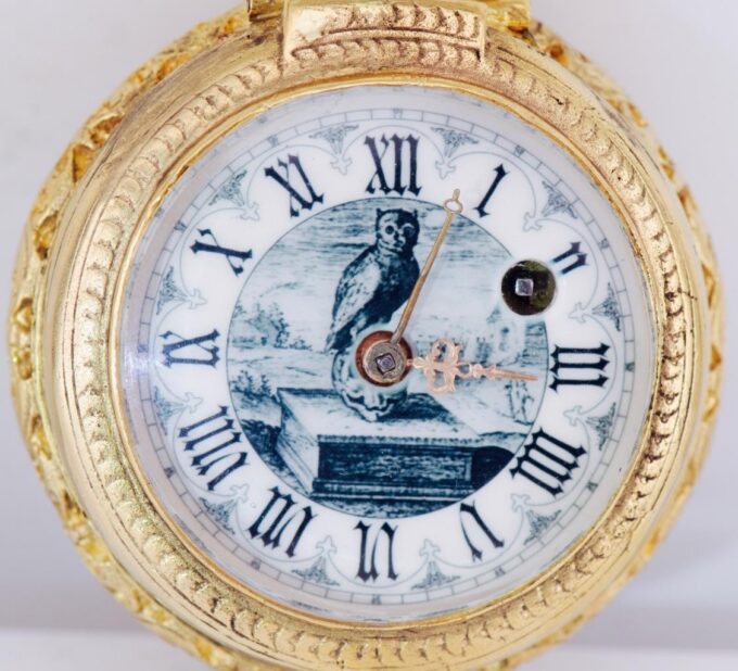 Antique French Occultist Verge Fusee Pocket Watch Memento Mori Skulls Gilt Case