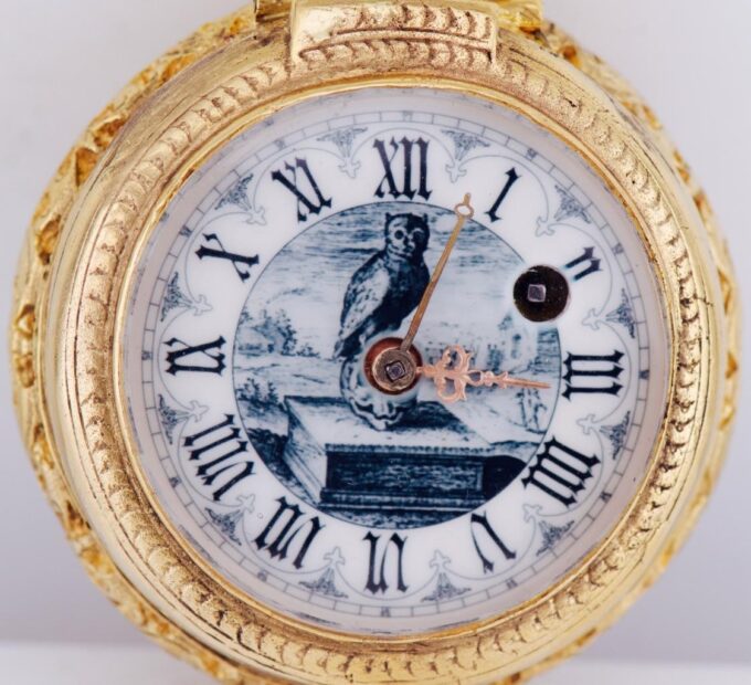 Antique French Occultist Verge Fusee Pocket Watch Memento Mori Skulls Gilt Case