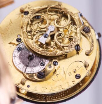 Antique French Verge Fusee Pocket Watch 18k Gold Enamel Marie Antoinette 1780s