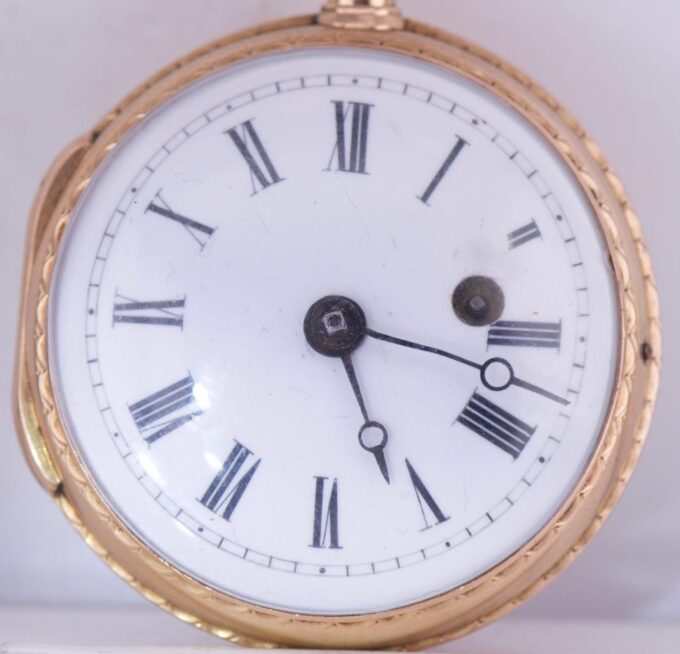 Antique French Verge Fusee Pocket Watch 18k Gold Enamel Marie Antoinette 1780s