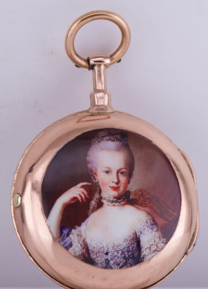Antique French Verge Fusee Pocket Watch 18k Gold Enamel Marie Antoinette 1780s