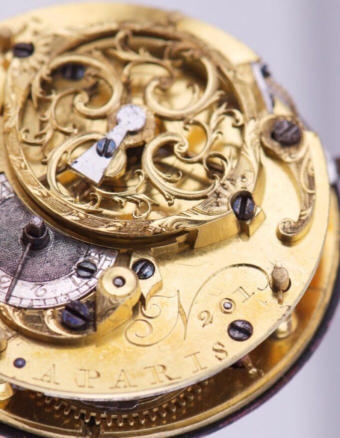 Antique French Verge Fusee Pocket Watch 18k Gold Enamel Marie Antoinette 1780s