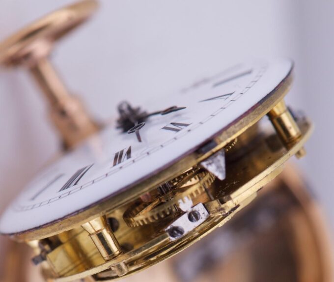 Antique French Verge Fusee Pocket Watch 18k Gold Enamel Marie Antoinette 1780s