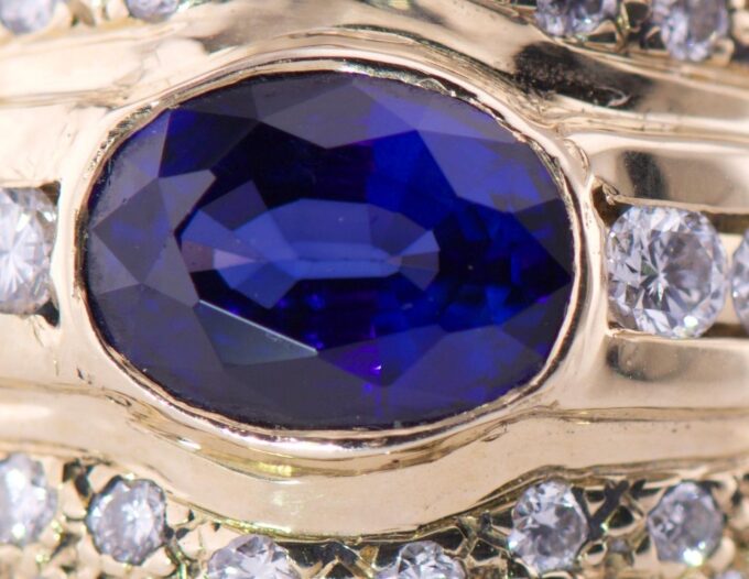 Vintage French Boucheron Ring 18k Gold Diamond 1.5ct Sapphire IGSL CERTIFICATE