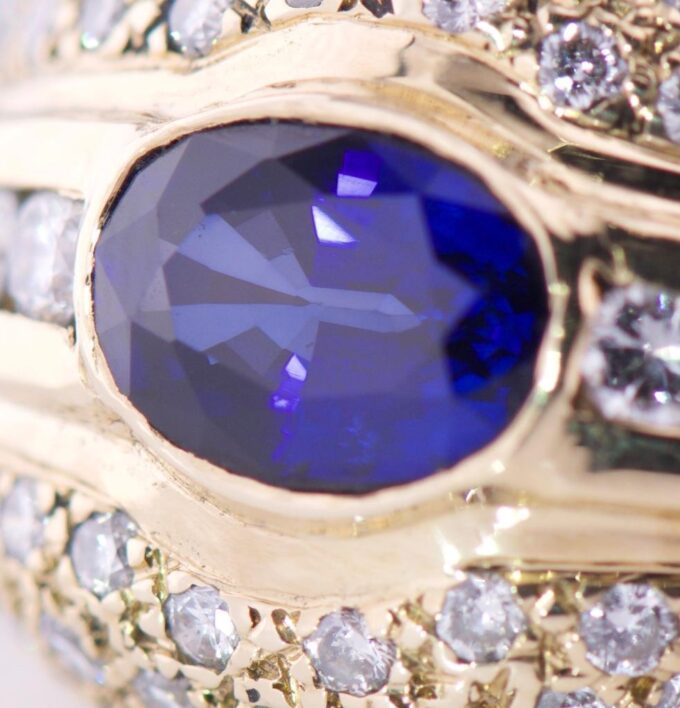 Vintage French Boucheron Ring 18k Gold Diamond 1.5ct Sapphire IGSL CERTIFICATE