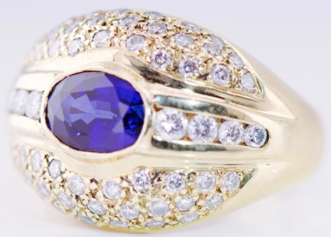 Vintage French Boucheron Ring 18k Gold Diamond 1.5ct Sapphire IGSL CERTIFICATE