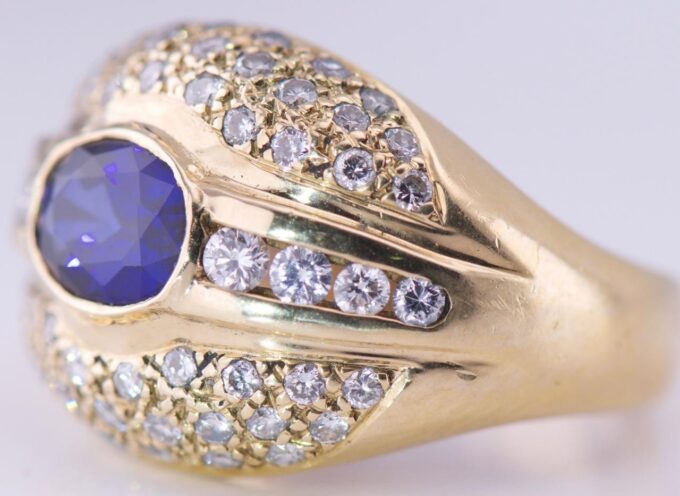 Vintage French Boucheron Ring 18k Gold Diamond 1.5ct Sapphire IGSL CERTIFICATE