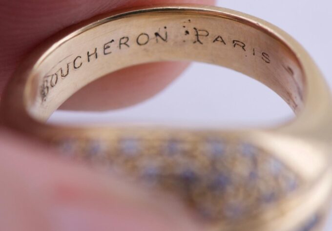 Vintage French Boucheron Ring 18k Gold Diamond 1.5ct Sapphire IGSL CERTIFICATE