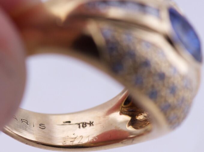 Vintage French Boucheron Ring 18k Gold Diamond 1.5ct Sapphire IGSL CERTIFICATE