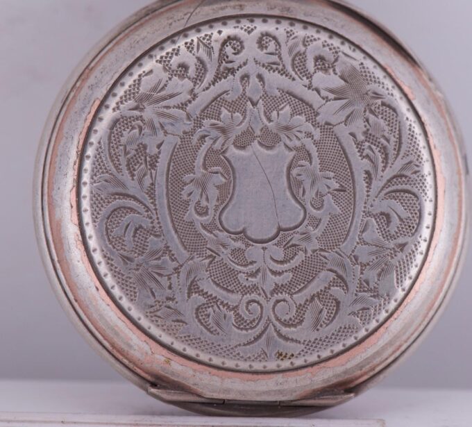 Antique Automaton Pocket Watch Water Mill Scene Gold Filled Trim | Engraved