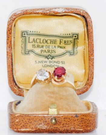 Antique French Lacloche Love Ring Toi-et-Moi Diamond Ruby 18k Gold c1900's