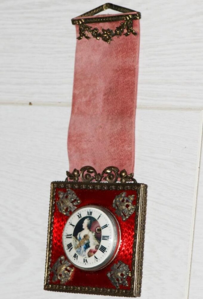 Antique Imperial Bronze Silver Enamel Verge Fusee Travelers Carriage Clock 1790