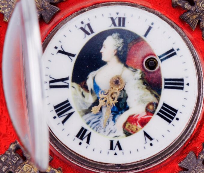 Antique Imperial Bronze Silver Enamel Verge Fusee Travelers Carriage Clock 1790