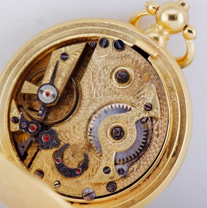 Antique Pocket Watch Full Hunter Tughra Case for Ottoman Market c1900 Mehmed V
